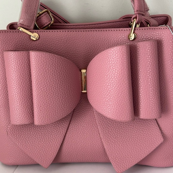 Crossi Pink Bow Satchel with Shoulder Strap - Picture 2 of 14